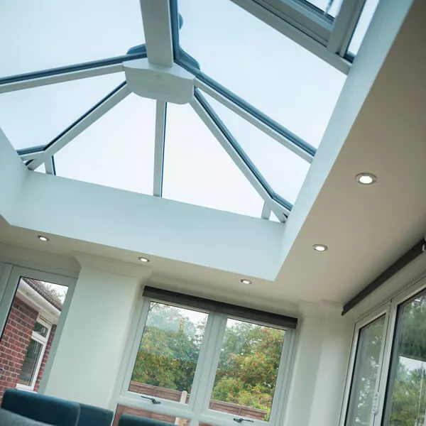 Glass-roof conservatory interior